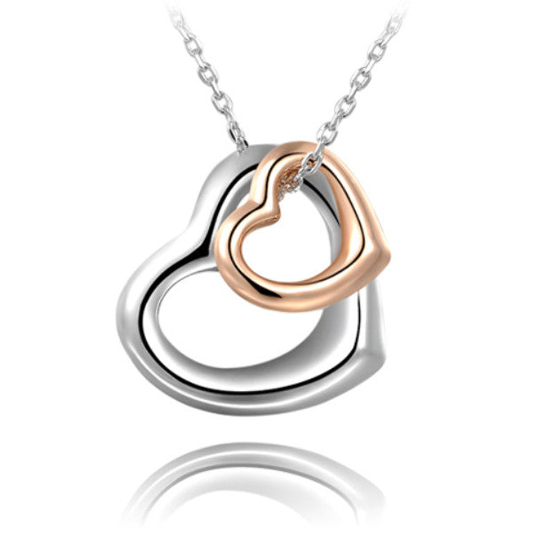 Double Heart Gold-Silver Overlay Pendant