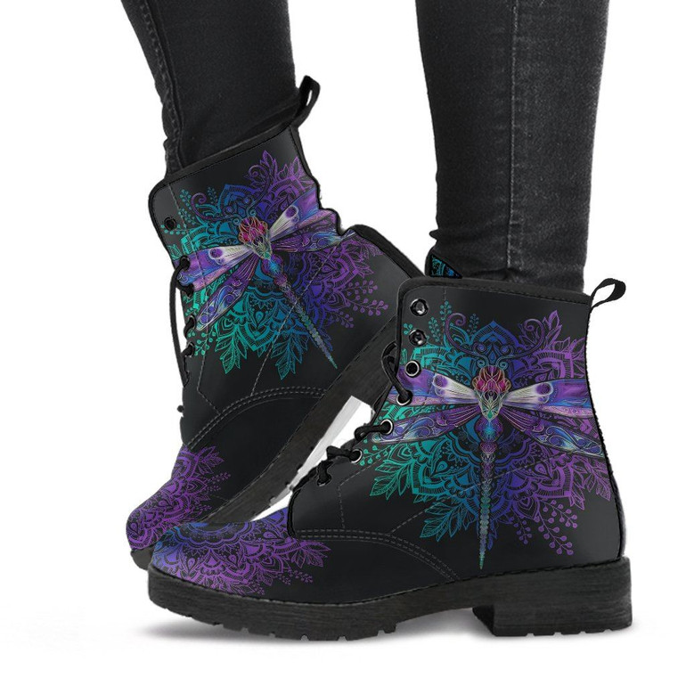 Dragonfly Yin Yang Mandala Boots