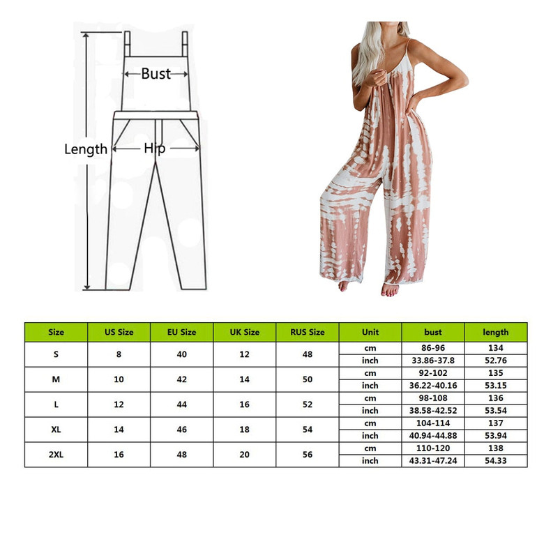 Women Tie-dye Jumpsuits Casual Jumpsuit Loose Overalls Denim Romper