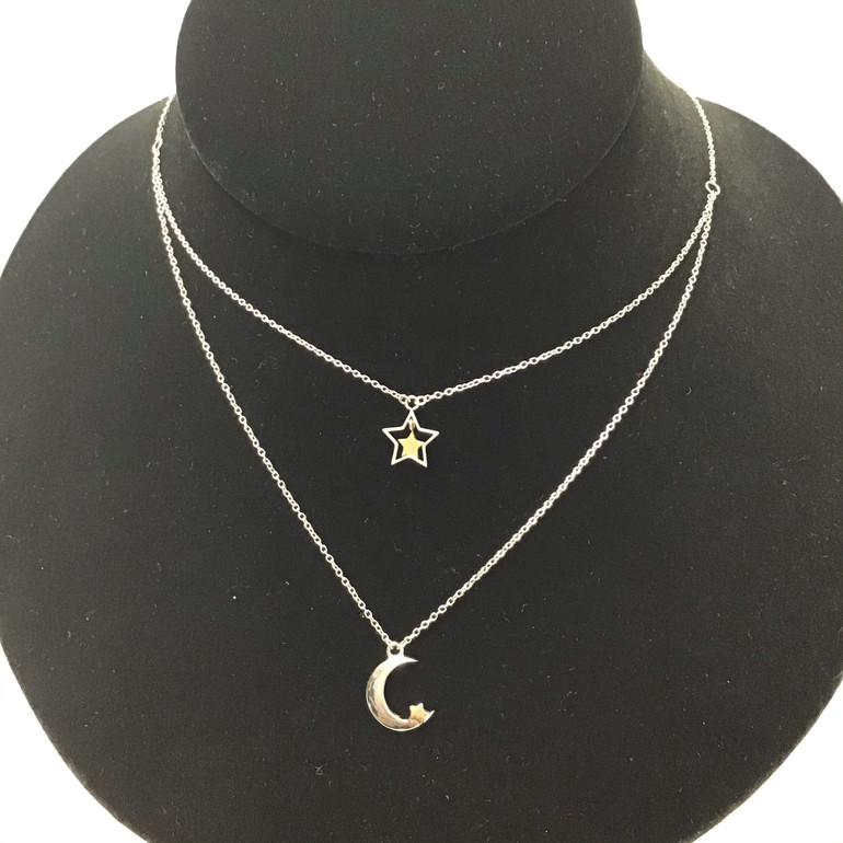 Double Moon Star Necklace