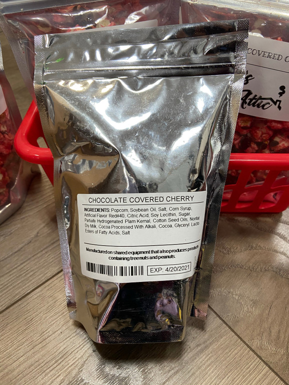 Chocolate covered cherry gourmet popcorn