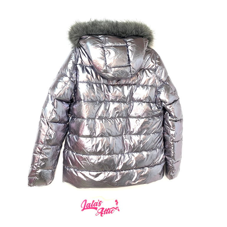 White Mark Plus Size Metallic Puffer Coat w/Hoodie  NEW*