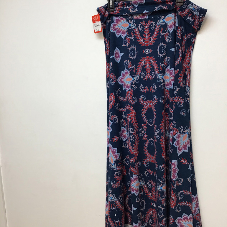 Lula Roe navy with floral print maxi skirt size X Large