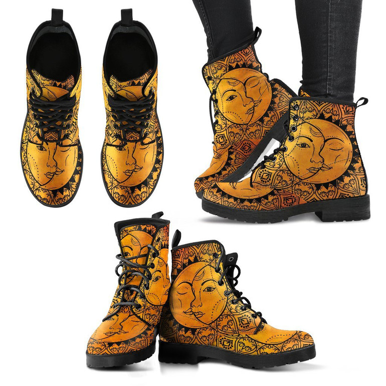 Gold Sun and Moon Handcrafted Boots