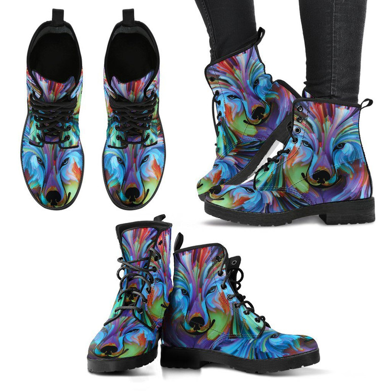 Colorful Wolf Handcrafted Boots