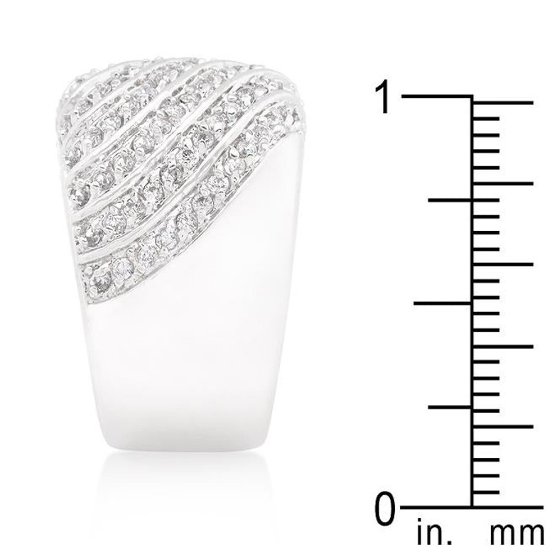 Cubic Zirconia Pave Diagonal Ring