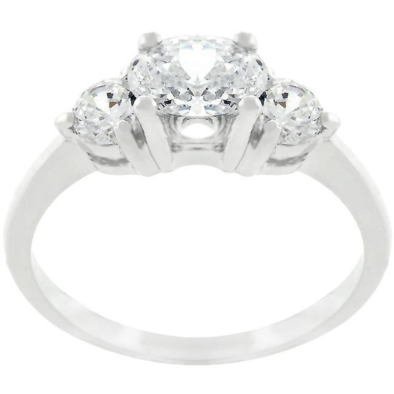 Oval Serenade Triplet Ring in Silvertone Finish