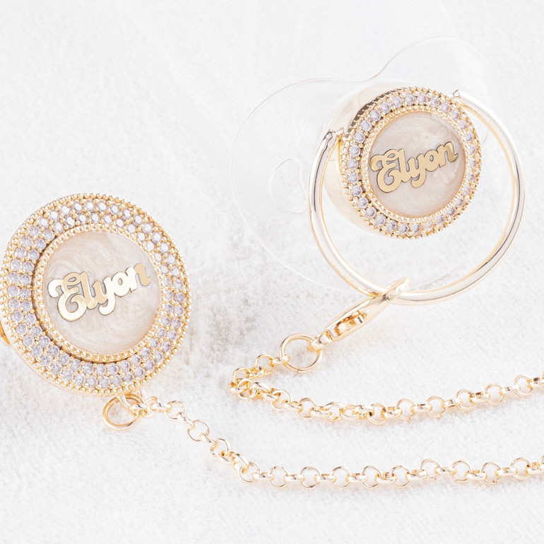 Luxury Baby Name Pacifier & Clip Set