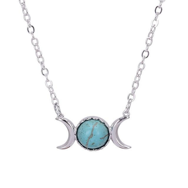 Crystal Crescent Moon Pendant Necklace