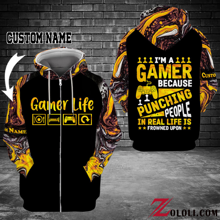 I'm a gamer because punching people in real life is frowned upon Hoodie 3D custom LKT