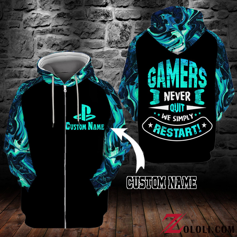 Gamer never quit we simple restart Hoodie 3D custom LKT