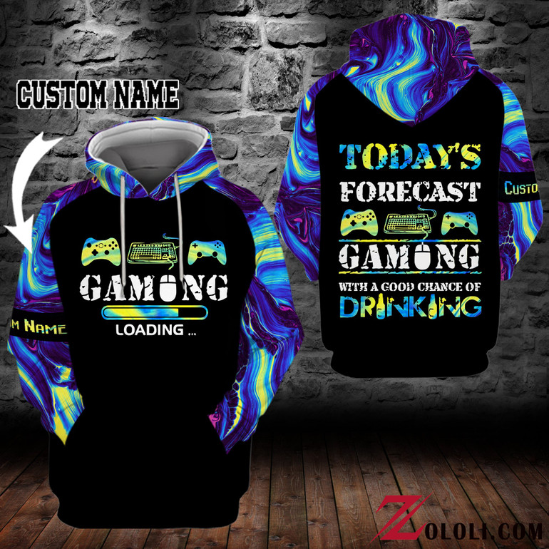 Today's forecast gaming with a chance of drinking hoodie 3D Custom TTM