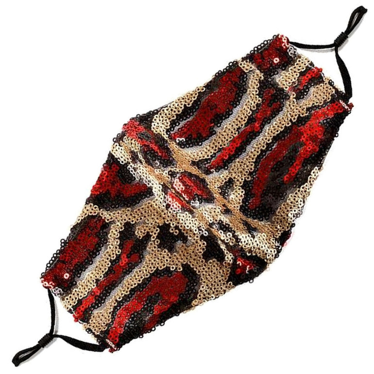 Red Leopard Sequin Mask