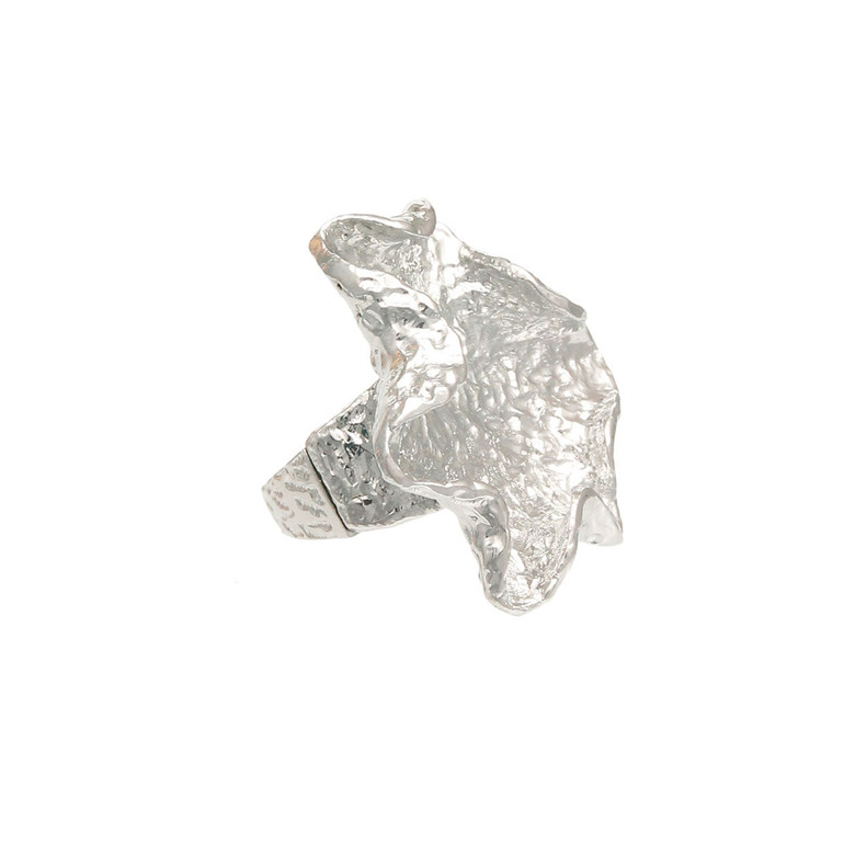 Textured Silver Metal Chunky Ring