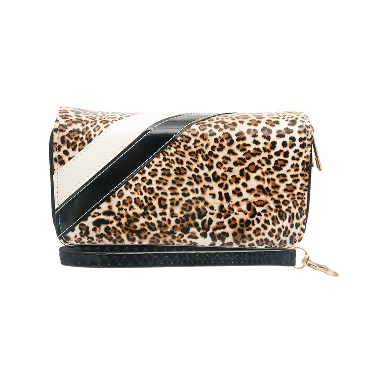 Leopard Print and Black Leather Wallet