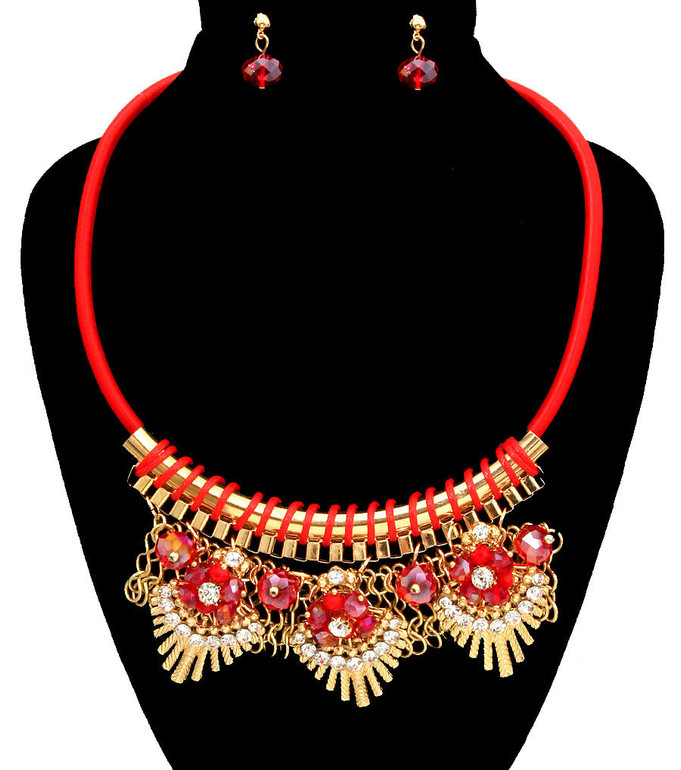 Cord Statement Necklace Set