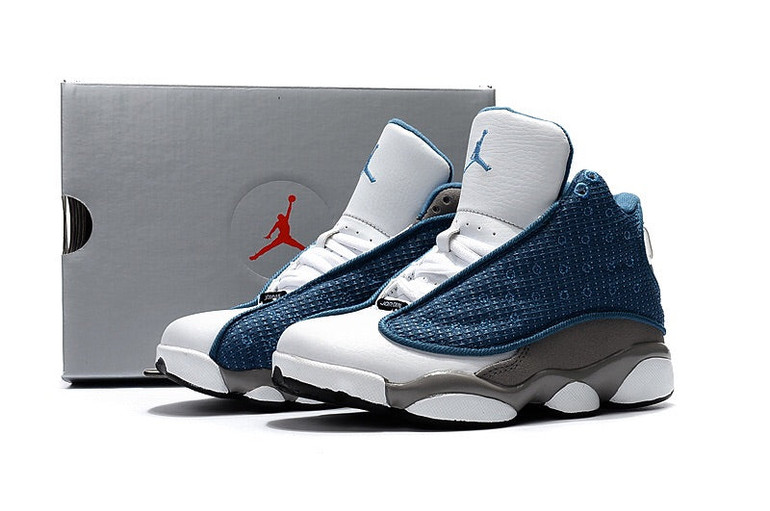 Kids Air Jordan 13 Flint Grey French Blue