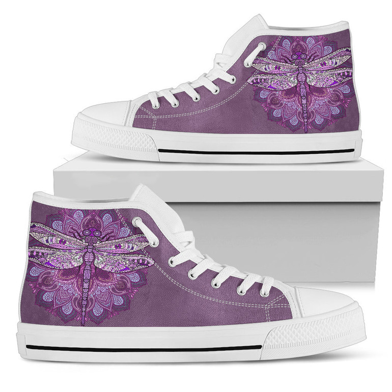 Womens Purple Dragonfly Mandala High Top.