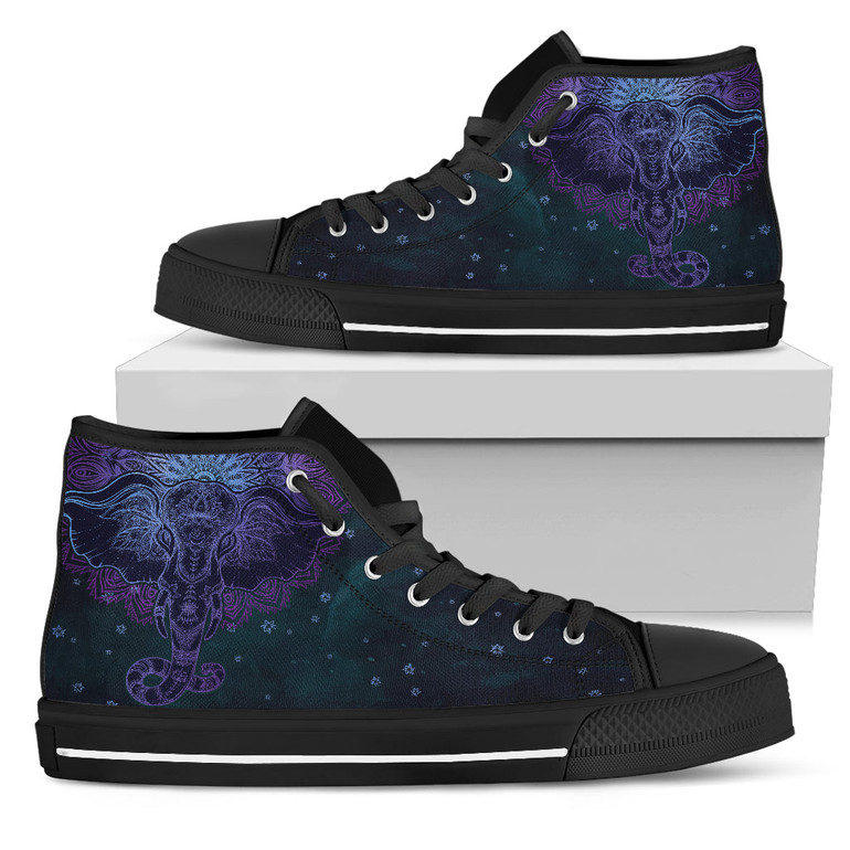 Womens Purple Mandala Elephant High Top