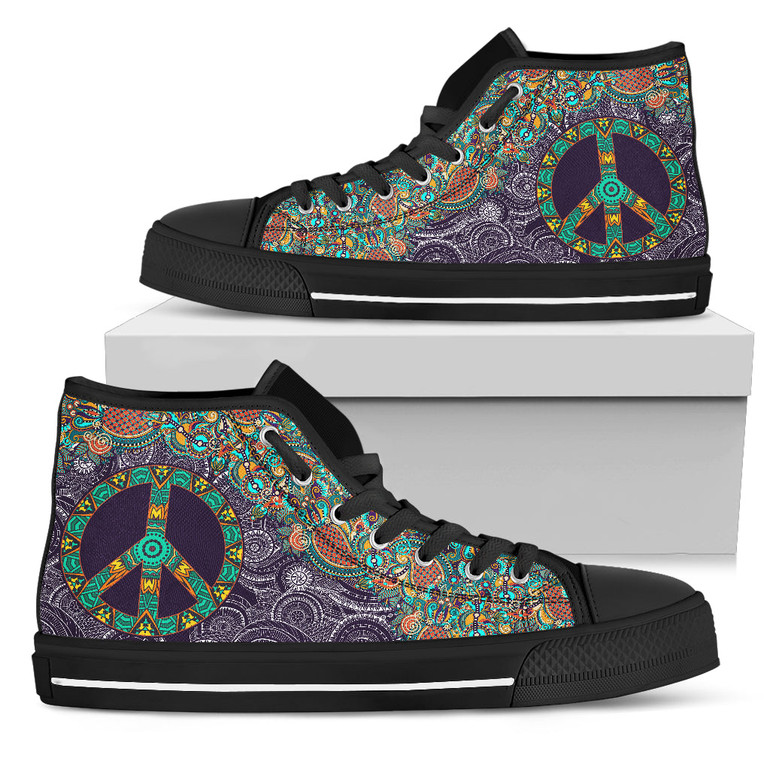 Womens Purple Peace Mandala High Top