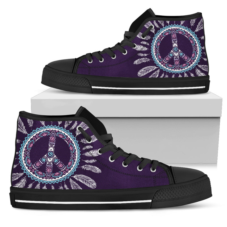 Womens Colorful Peace Mandala High Top
