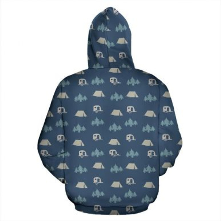 Camping 3D Hoodie Organge And Blue Full Size