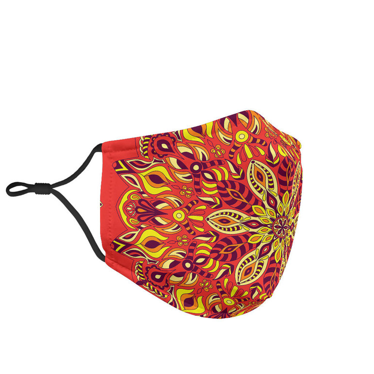 Yellow & Red Mandala Protection Face Mask