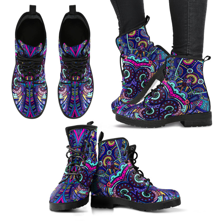 Amazing Purple Night Sky Women's Leather Boots
