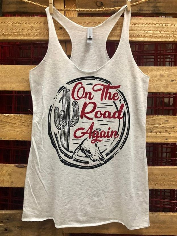 On The Road Again Cactus Racerback Tank by Country Deep