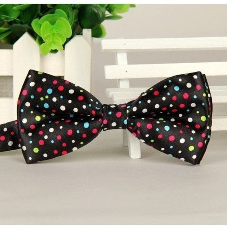 Rainbow Polka Dot Bowtie