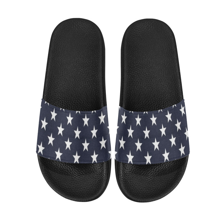 #Rossolini1# Blue Stars Men's Slide Sandals/Large Size (Model 057)