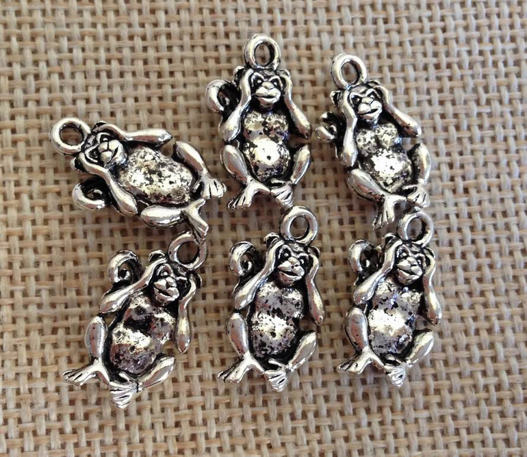 10pcs Wholesale Monkey See No Evil Charm, Hear No Evil Charms, Speak No Evil Charms