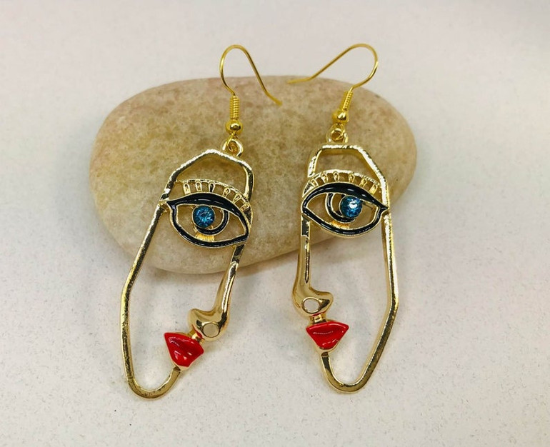 Winking Eye Earrings, Picasso Face Earrings
