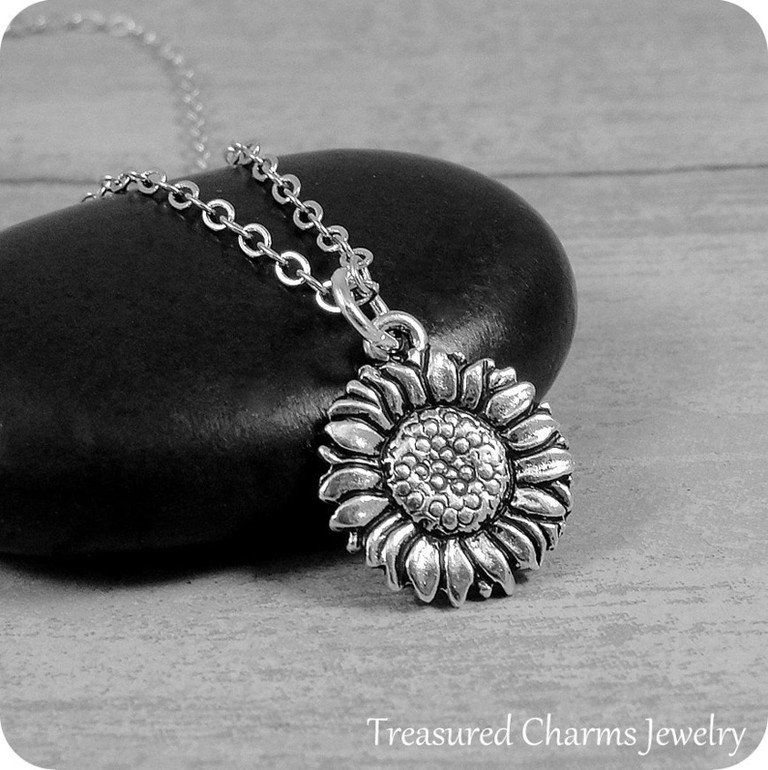 Sunflower Necklace, Flower Necklace
