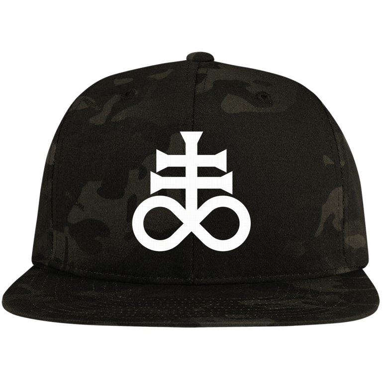 Leviathan Cross Embroidered Flat Bill High-Profile Snapback Hat