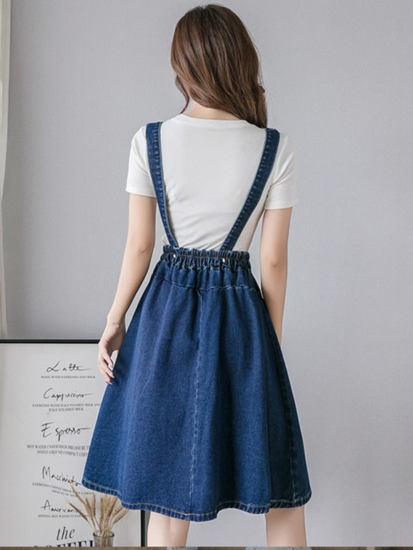 High Waist Overalls A-line Denim Skirts