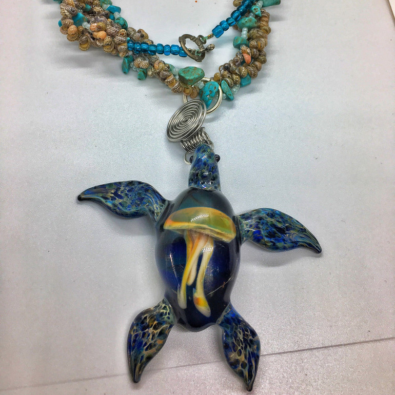 Special edition sea turtle pendant with sea shell necklace Special edition sea turtle pendant with sea shell necklace