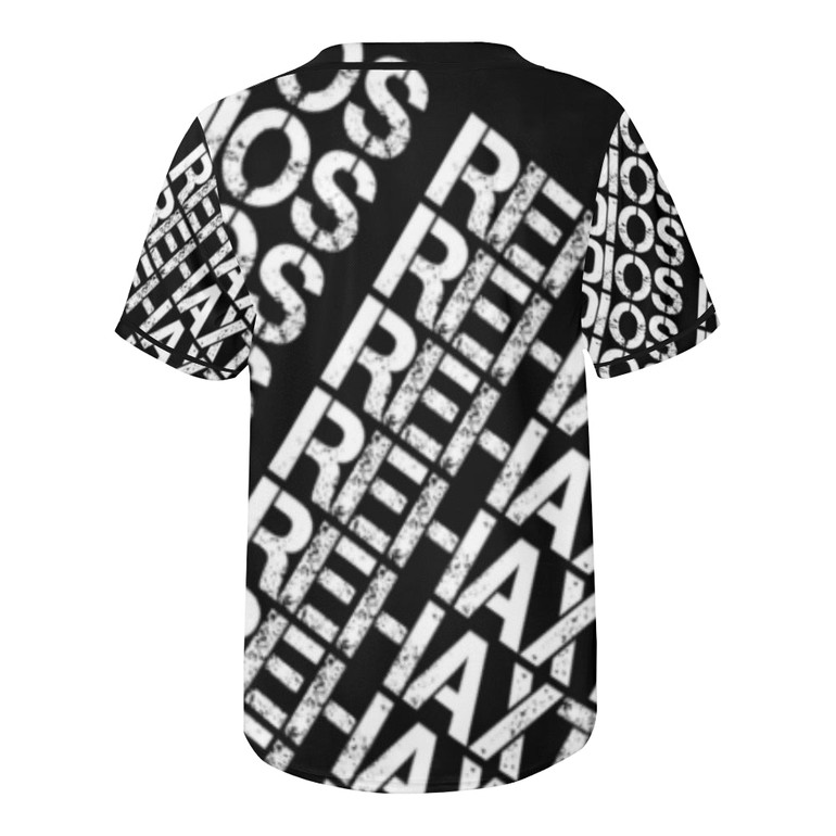 Silver and Black Logo All Over Print Baseball Jersey