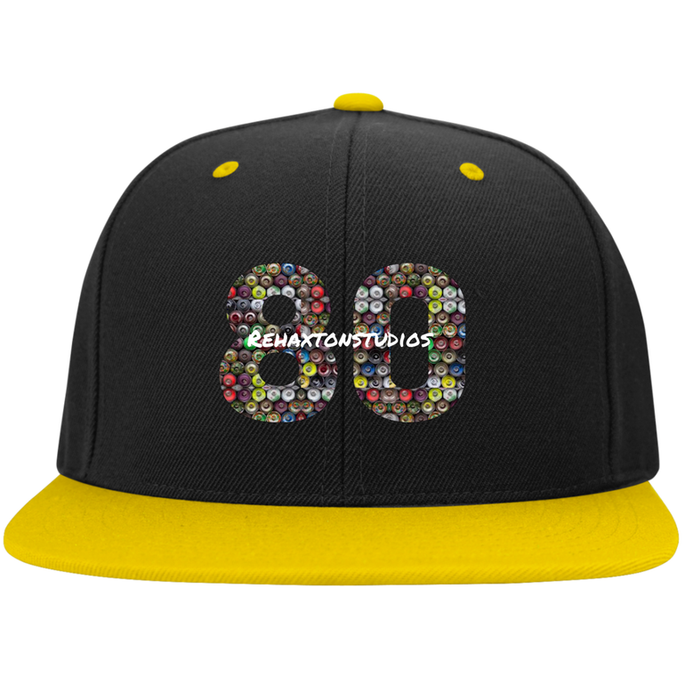Graffiti Can Rehaxtonstudios Logo Sport-Tek Flat Bill High-Profile Snapback Hat