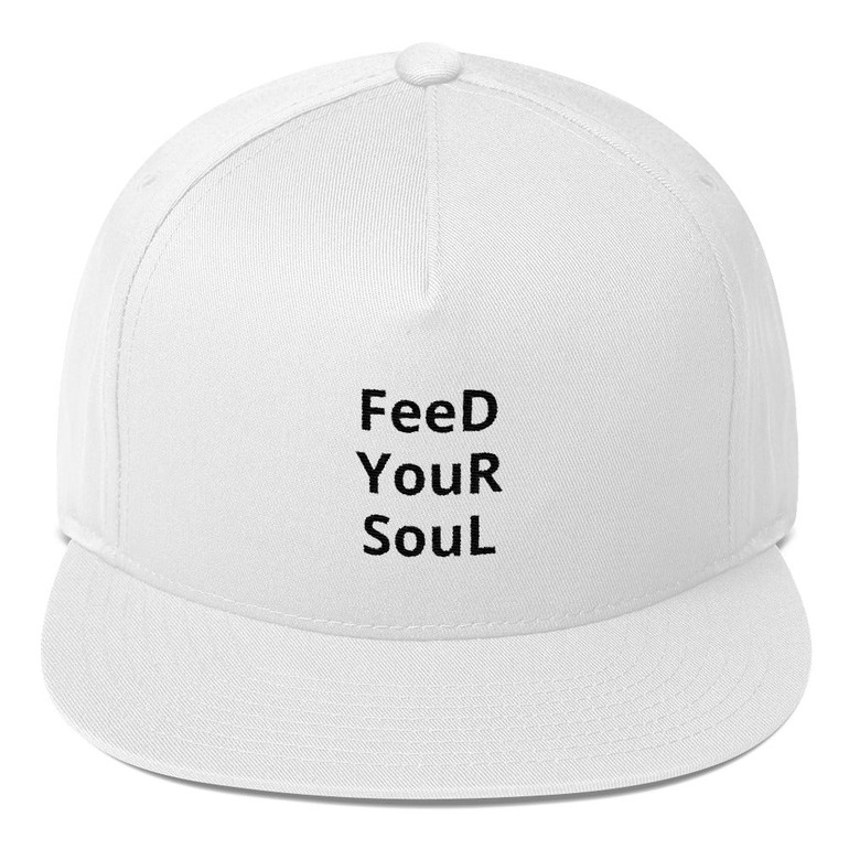 Feed Your Soul Flat Bill Cap White