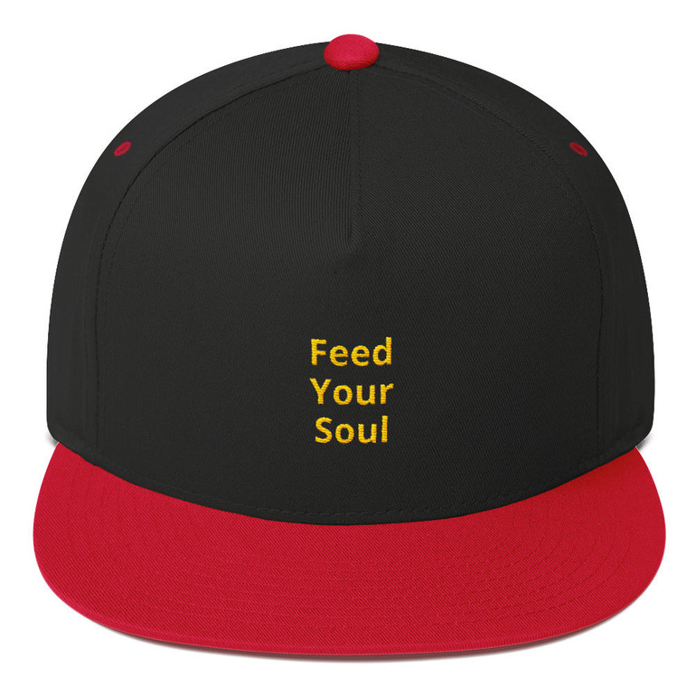 Feed Your Soul Flat Bill Cap Black And Red