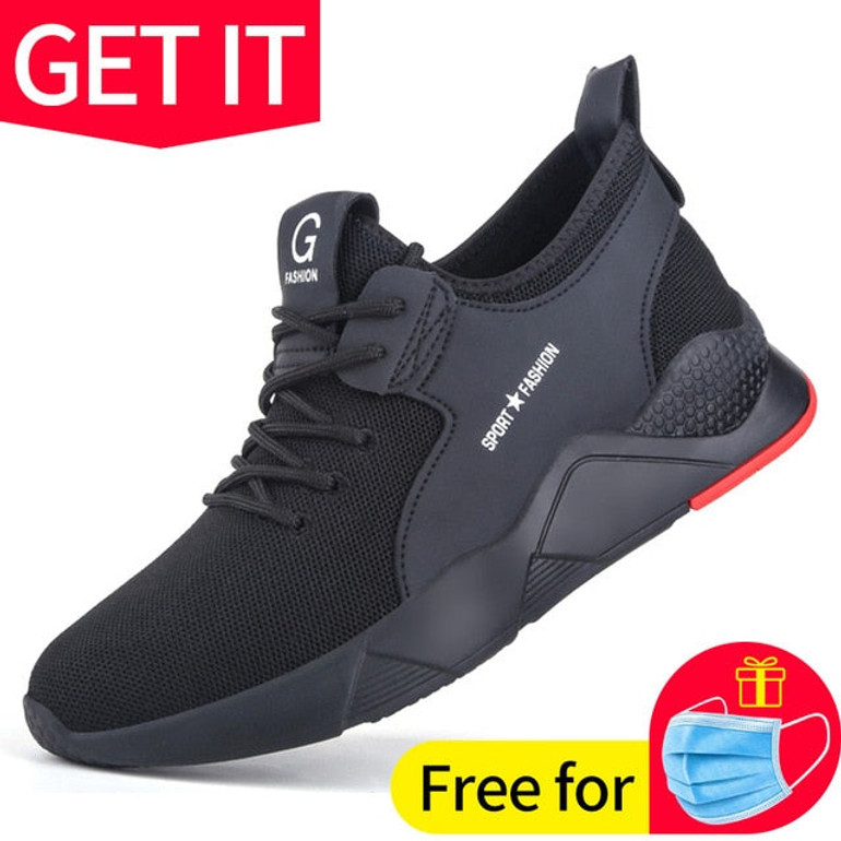 Safety Work Shoes Men Puncture Proof Security Steel Toe Comfortable Wear Resistant Work Boots Breathable Elastic security