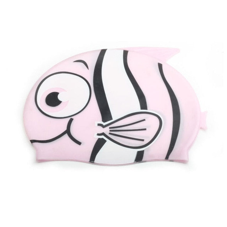 Cartoon Swimming caps Boys Girls children ear protect Silicone Waterproof kids piscina Swim Pool cap Lovely fish Diving hat