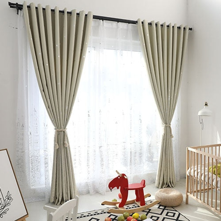 Cartoon Castle Thick Blackout Curtains for Kids Room