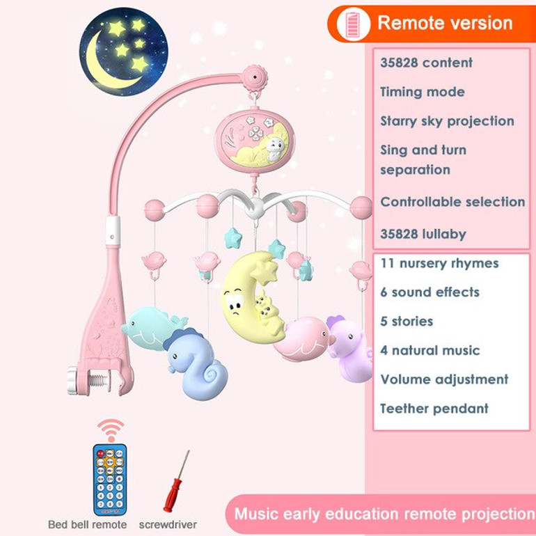 0-12 Months Baby Crib Mobiles Rattles Newborn Music Educational Toys For Baby Sleep Comfort Infant Bed Bell Carousel Toddler Toy