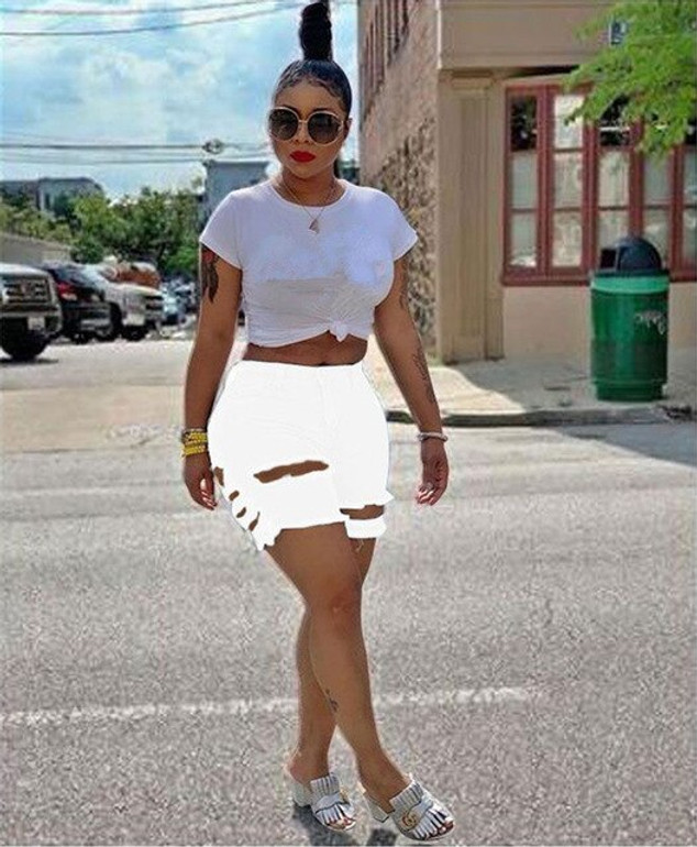 Mid Waist Destroyed Women Short Jeans Sexy Ripped Denim Shorts New Casual  Denim