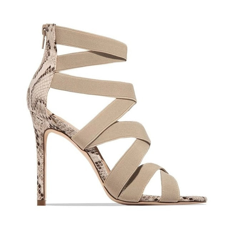 Women Sandal High Heels Gladiator Ankle Strap  Peep Toe