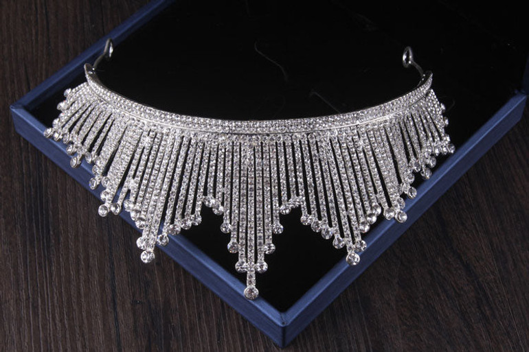 Luxury Silver Color Crystal Bridal Jewelry Set Wedding Cubic Zircon Crown Luxury Silver Color Crystal Bridal Jewelry Set Wedding Cubic Zircon Crown
