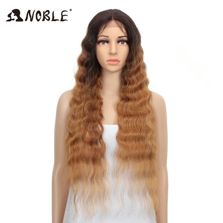 Noble Synthetic Lace Front Wig 30 Inch Long Wavy Wig Ombre Blonde Wig Lace Front Wigs For Black Women Cosplay Lace Front Wig