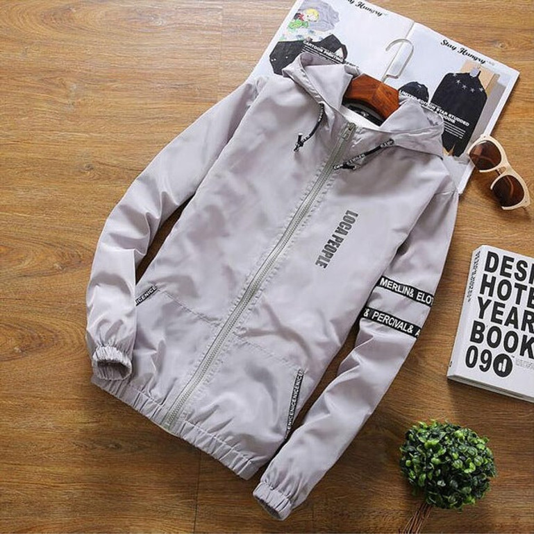 Fashion Zipper Letters Print Men Bomber Baseball Jacket